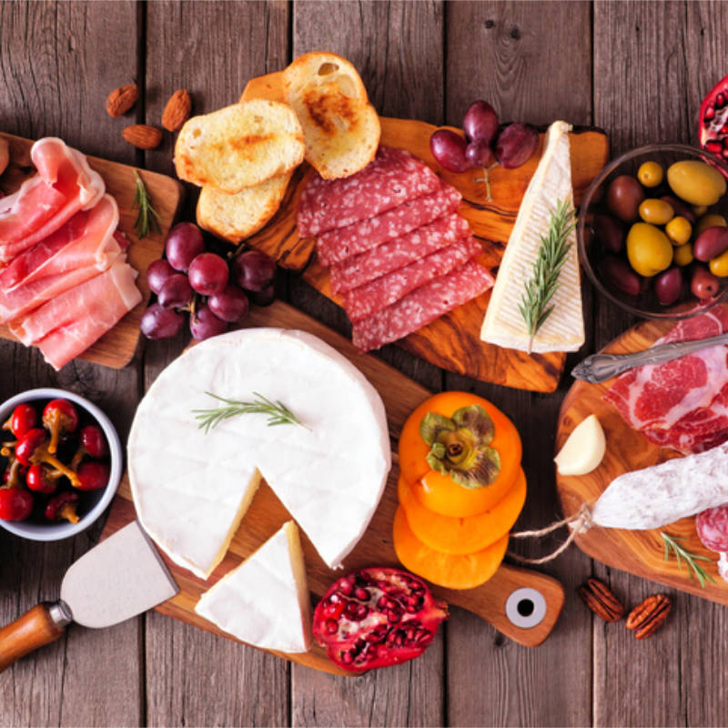 Festive cheese and pate platter